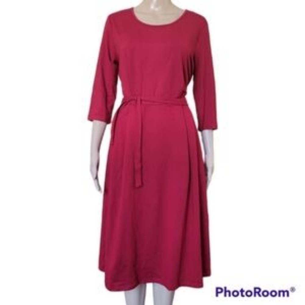 ❤️B2G1 🆕️Charmyl Women's Burgundy 3/4 Sleeve  2 Pockets Dress XL